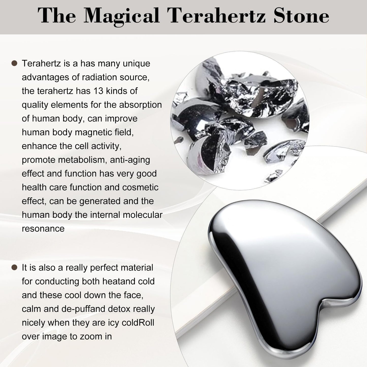 FSwsawX Terahertz Stone Gua sha Facial Tool,cryo gua sha，Natural Terahertz Gua sha Board for SPA Therapy Trigger Point Treatment