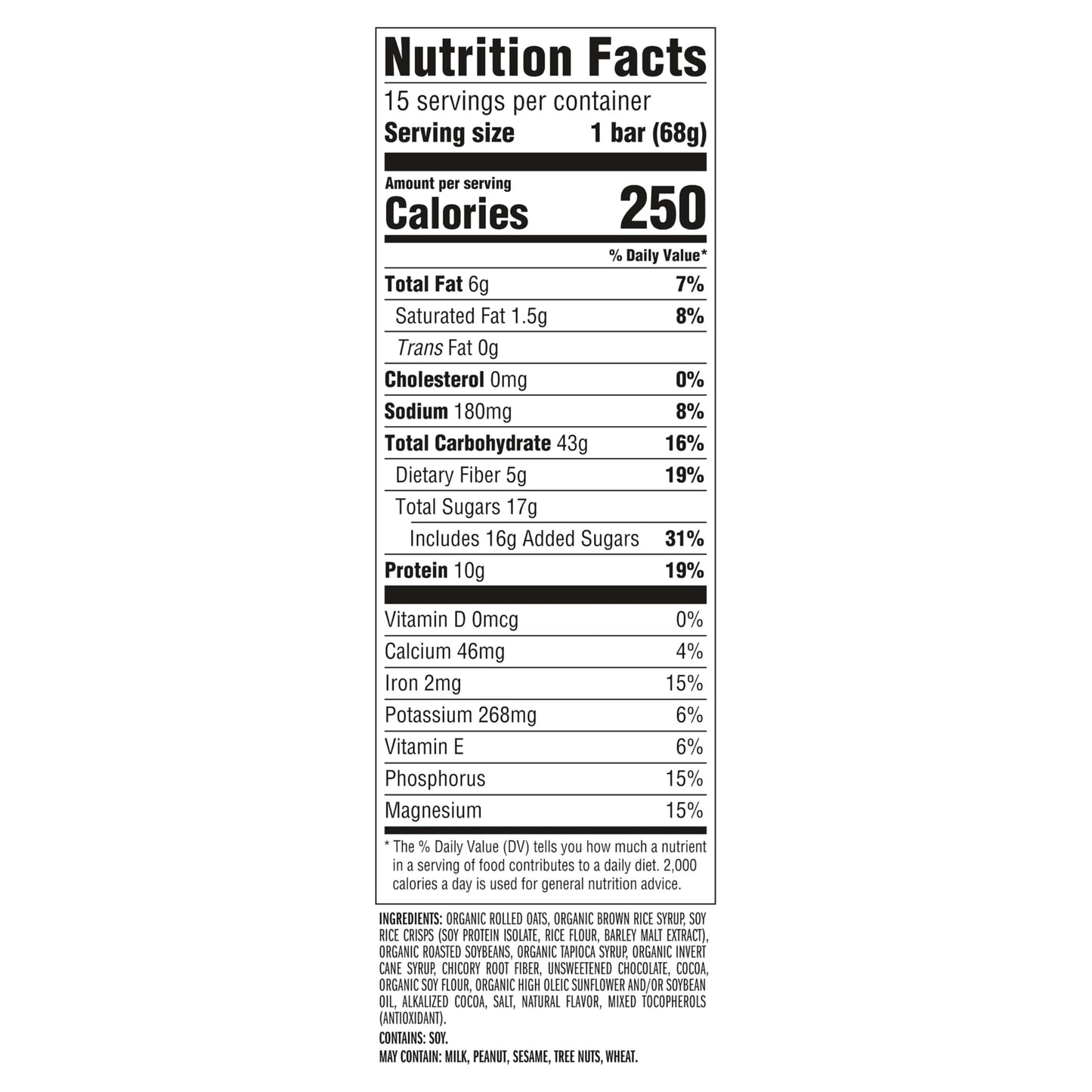 CLIF BAR - Energy Protein Bars - Chocolate Brownie - Made with Organic Oats - Energy Bars - Non-GMO - (15 Pack)