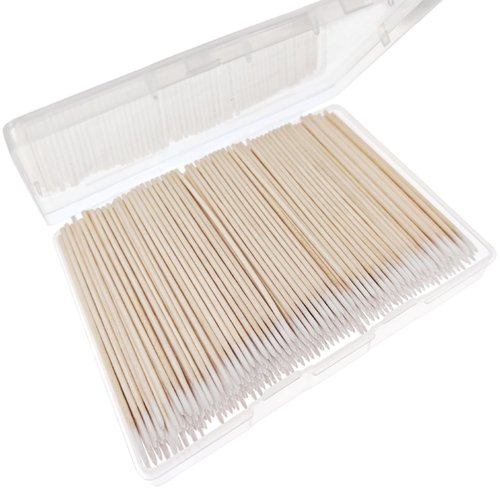 RIKWOG 400pcs Pointed Cotton Swabs, 4 inch Precision Microblading Cotton Swab Cotton Sticks Applicator for Eyebrow Tattoo Beauty Make-up Nail Clean, Wood Handle Pointed Tip Head