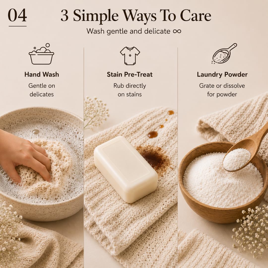 Kelebs Natural Laundry Soap Bar for Sensitive Skin with Organic Coconut - Delicate Laundry Stain Remover for Clothes, Underwear, Collar - Gentle Baby Laundry Soap | 2 Bars