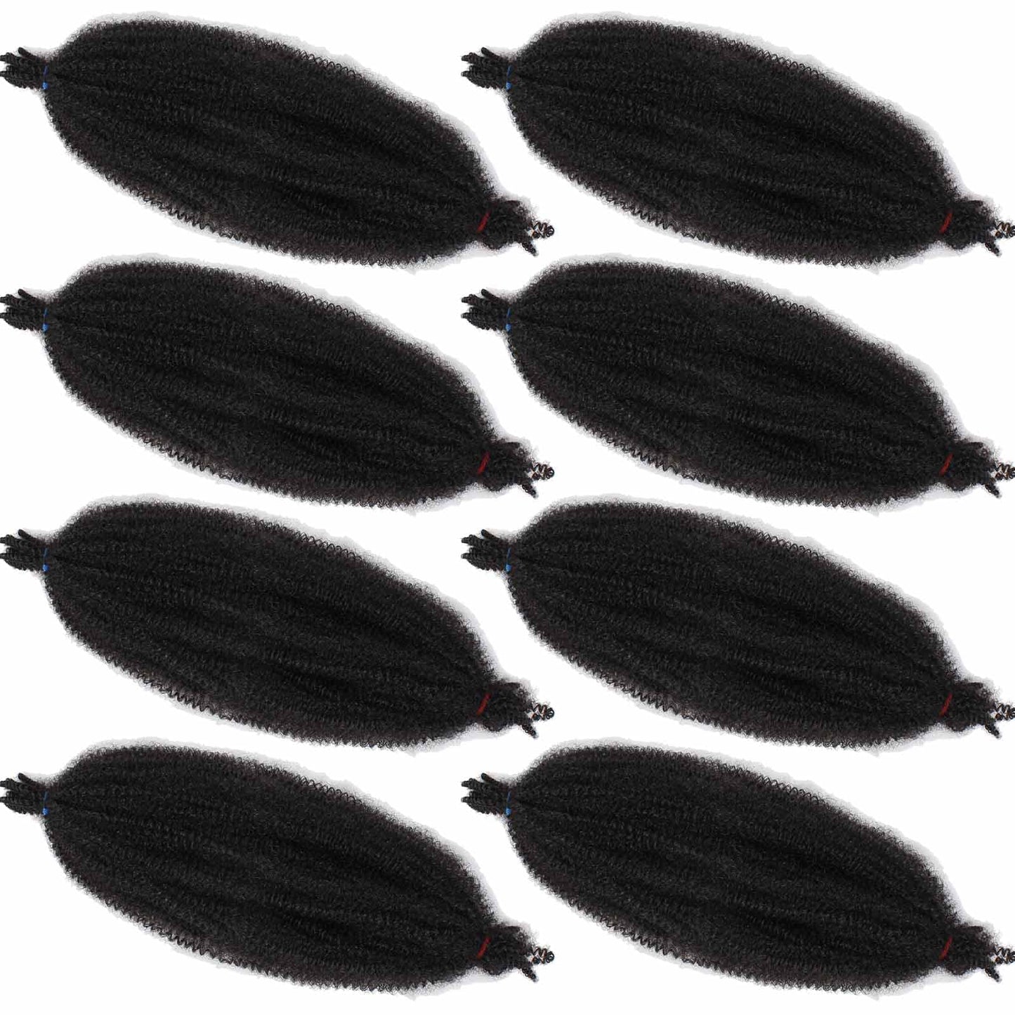 ZRQ 8 Packs Black Springy Afro Twist Hair 30 Inch Pre-Separated Spring Twist Marley Crochet Braiding Hair For Distressed Soft Locs Synthetic Hair Extension For Black Women 8 Strands/Pack (1B#)
