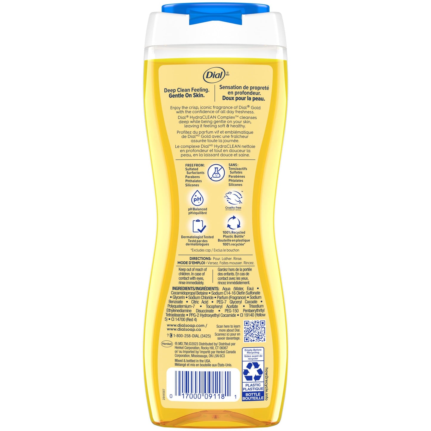 Dial Body Wash, Advanced Clean Gold, 16 Fl Oz, Hydraclean Complex & Vitamin E, Gentle, Leaves Skin Feeling Nourished, Dermatologist-Tested, No Parabens & Sulfates, (Pack of 8)