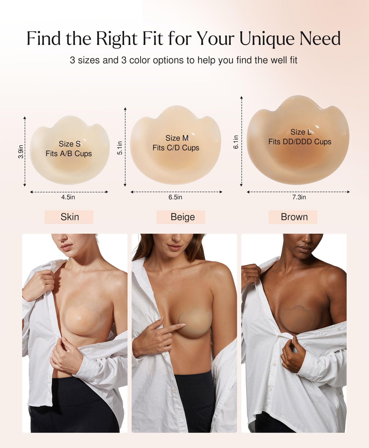 Popilush Nipple Covers - Silicone Reusable Sticky Bra, Cute Cat Paw Shape Seamless Adhesive Bras with Ultra-Thin Edge