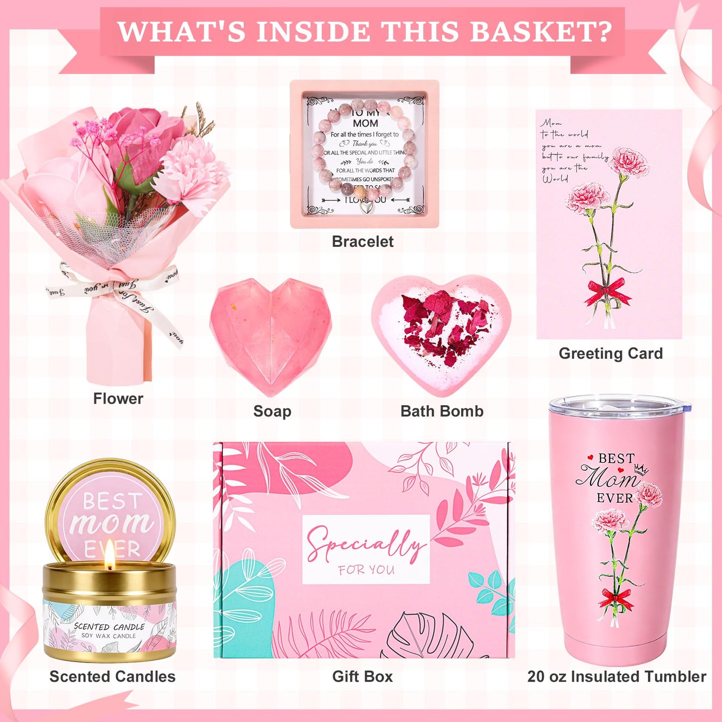 Gifts for Mom, Unique Birthday Mother's Day Thank You Gift for Women,Gift Basket Set for Mother from Daughter Son, Self Care Appreciation Mother Gift