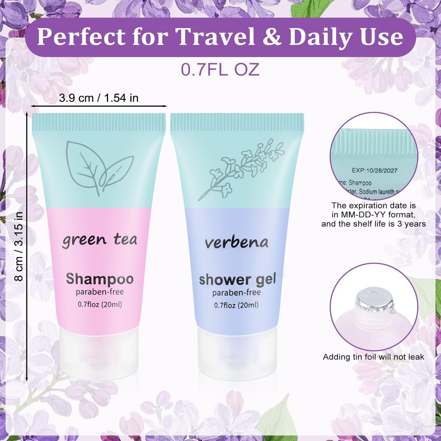 fafortune Travel Body Wash and Shampoo Bulk 0.7fl Oz,Travel Size Shower Gel Set,Small Mini Body Wash Bulk,Shampoo Mini,Hotel Supplies for Guests Vacation Homeless Hotel (pack of 20)