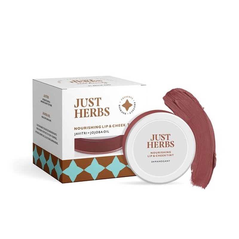 Just Herbs Organic Creamy Matte 3 in 1 Lip & Cheek Tint, Blush For Women - SLS,Chemical & Paraben Free - 0.14 fl. oz. (Mahogany)