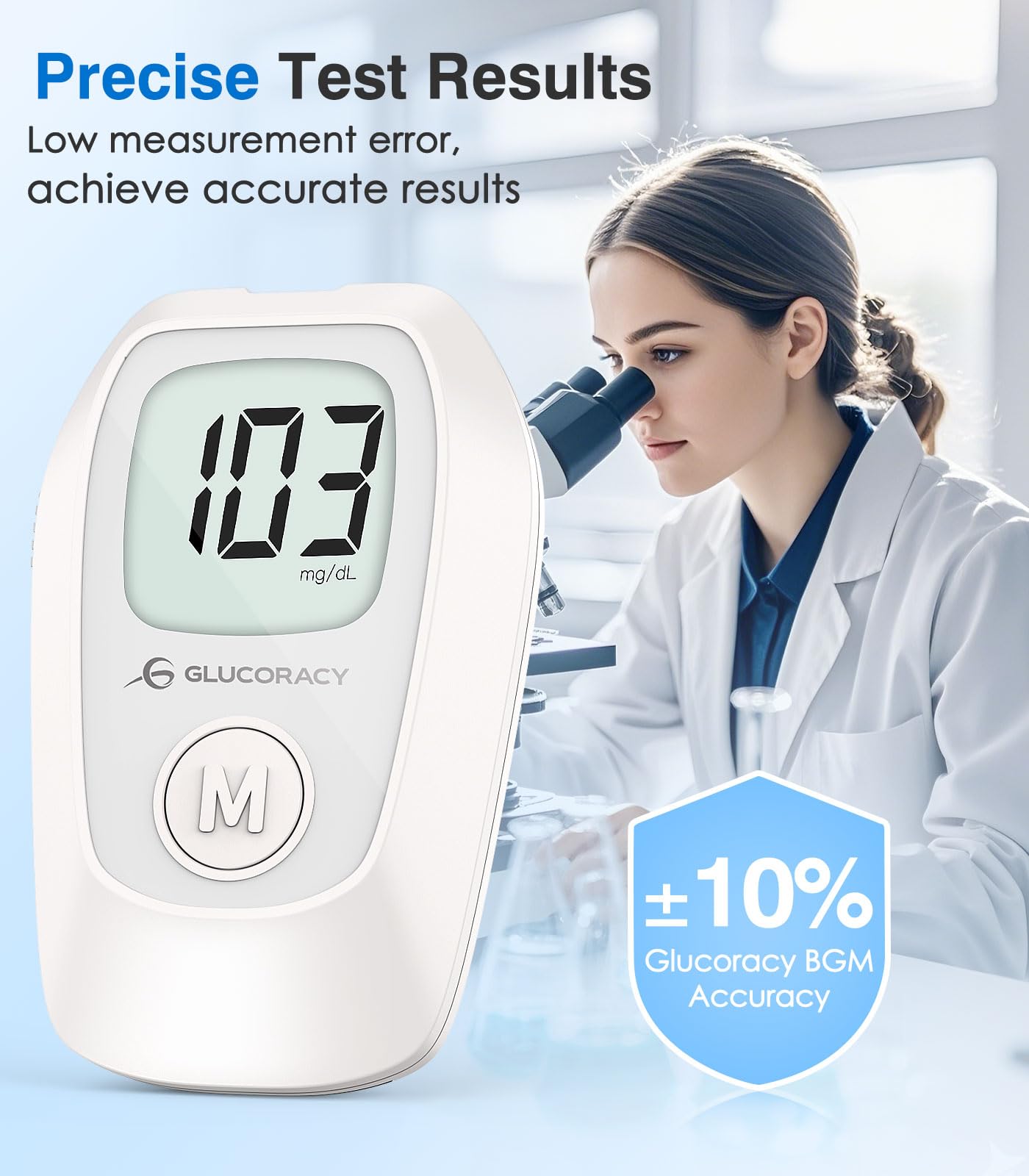 Glucoracy G-425 Glucose Monitor Kit, Blood Sugar Monitor with Glucose Meter, Lancing Device, 50 Test Strips and 50 Lancets, Blood sugar testing kit for Home Use, Diabetes Home Testing Kit