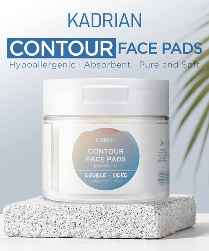 KADRIAN Exfoliating Cotton Rounds for face - 60 Premium Double-Sided Face Cotton Pads - Lint Free - Makeup Remover Squares - Skin Care Face for Cleansing