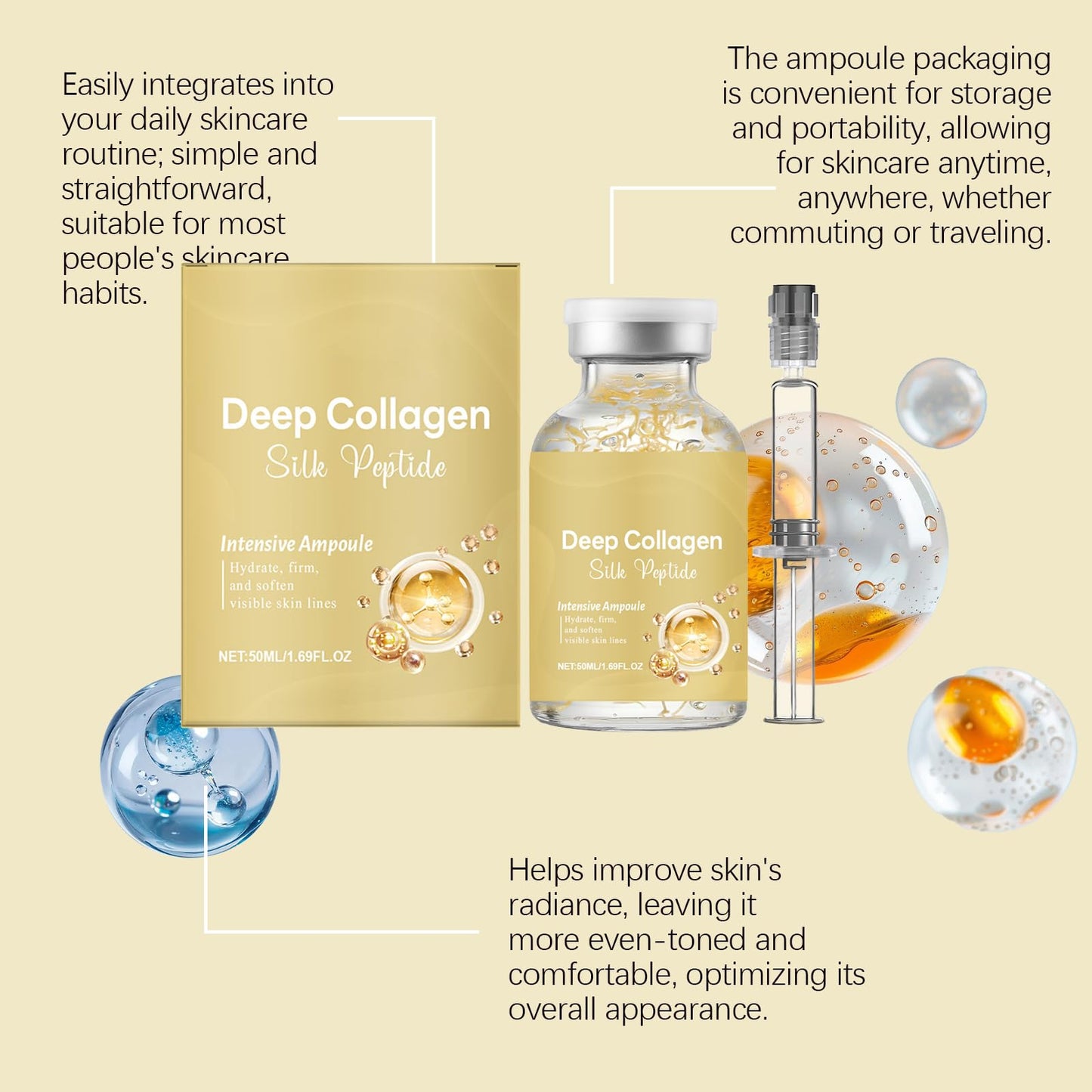 Silk Peptide Intensive Lifting Ampoule | Deeply Hydrates, Firms & Lifts, Revitalizing Facial Essence, Visibly Smoothes Fine Lines, Boosts Elasticity | Gift Set for Women, 50ml/1 Ampoule (2 Pcs)