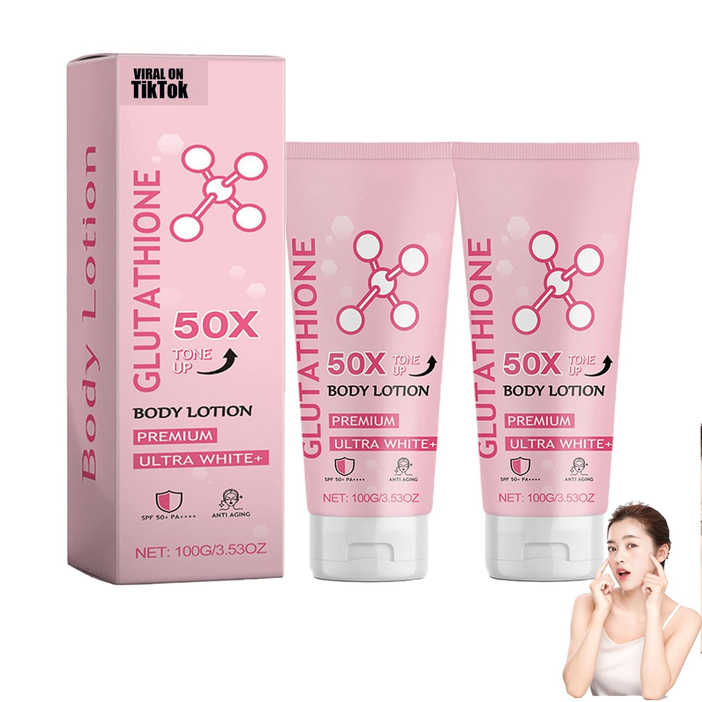 BITYEYE Glutathione body lotion，glutathione 50x tone up body lotion，Moisturizing and Soft Skin All Over Body Scented Body Lotion (2PCS)