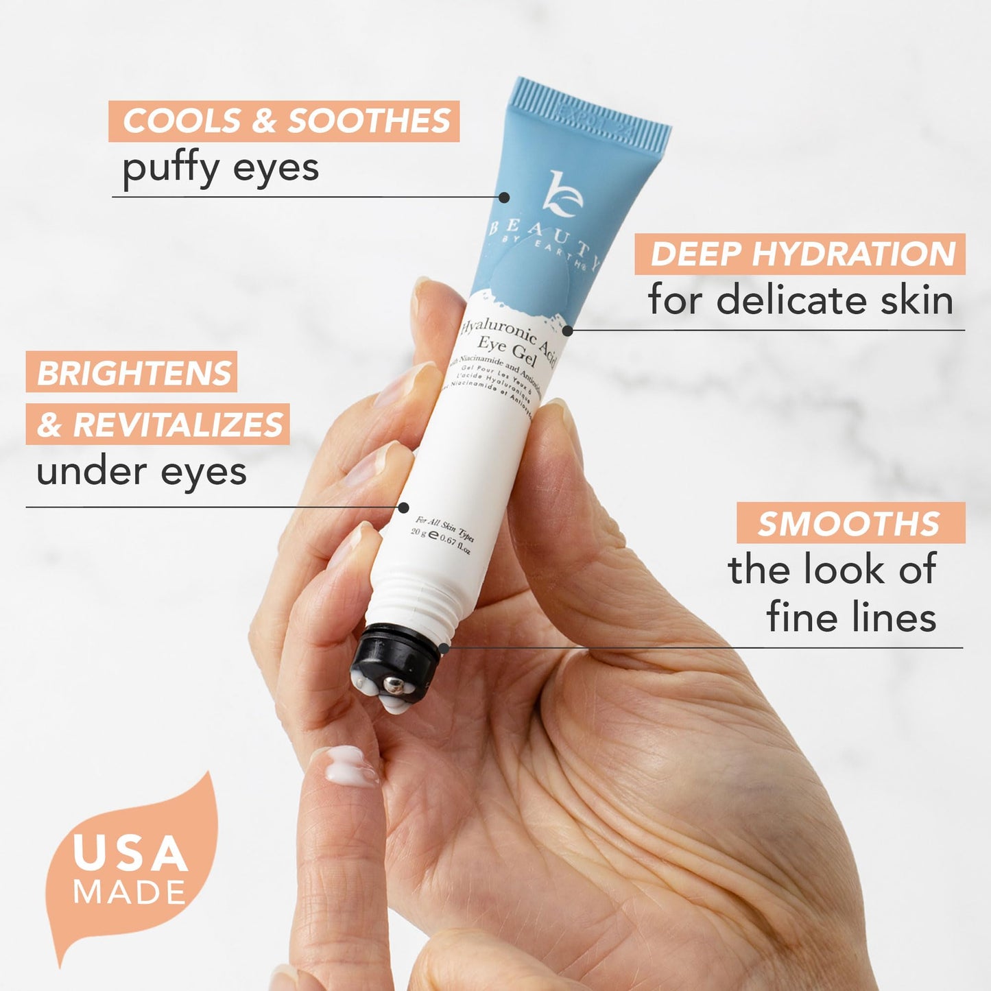 Under Eye Cream - Cooling Hyaluronic Acid Eye Gel for Dark Circles