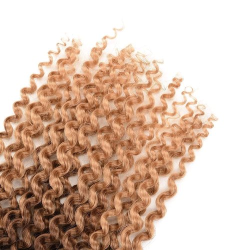 Passion Twist Hair 14 Inch Water Wave Synthetic Curly Crochet Braids for Passion Twist Crochet Braiding Hair Extensions Bohemian Curl 7 Packs (14inch, Ombre brown blonde)