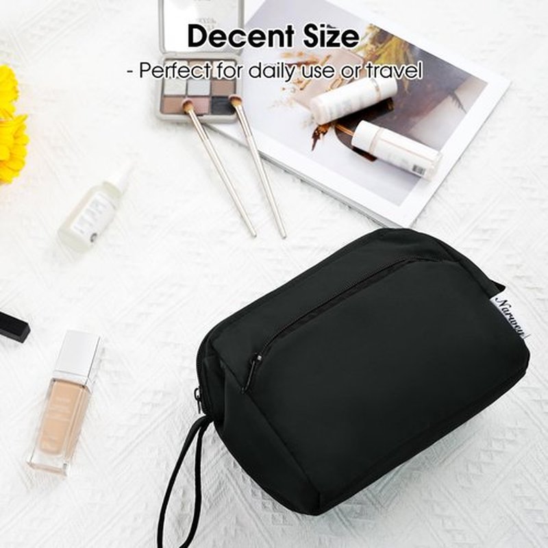 Narwey Large Makeup Bag Women Wide-open Make up Bag Travel Cosmetic Bag Organizer Toiletry Bag for Cosmetics Toiletries Accessories (Black)