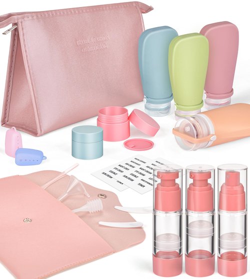 Noideeer 19 Pack Travel Bottles for Toiletries, TSA Approved Refillable Squeezable Leak Proof Silicone Travel Size Toiletries Containers for Shampoo Conditioner Lotion, BPA Free