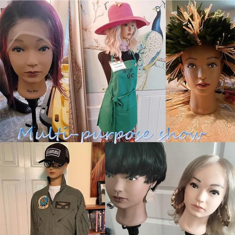 HAIRWAY Bald Mannequin Head Female Professional Cosmetology Training Head Bald Manikin Head for Wigs Making and Display Doll Head with Free T-pins (White 21.5 Inch)