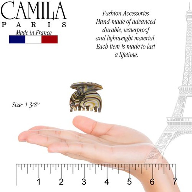 Camila Paris CP3180 French Hair Clip for Women, Handmade, Onyx, Small Girls Hair Claw Clips Jaw, Durable Styling Hair Accessories for Women, Strong Hold No Slip Grip, Made in France