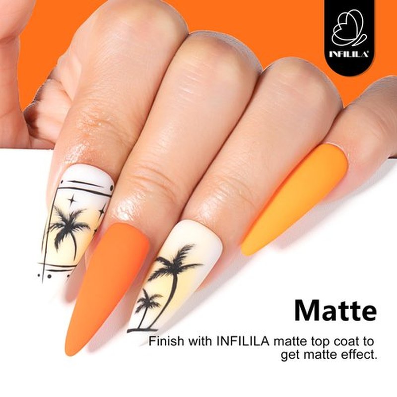 NXJ INFILILA Orange Gel Polish, 15ml 0.51oz Hema Free Orange Gel Polish, Bright Orange Color Nail Polish Gel High Gloss Soak Off UV Gel Nail French Nail Manicure Salon DIY