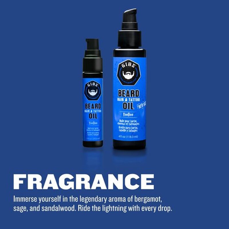 GIBS Grooming VooDoo Prince Beard, Hair & Tattoo Oil â€“ All-Natural with Bergamot, Sandalwood & Sage Scent-Softens, Strengthens Beard & Moisturizes Skin - 1 Fl Oz (Pack of 1)