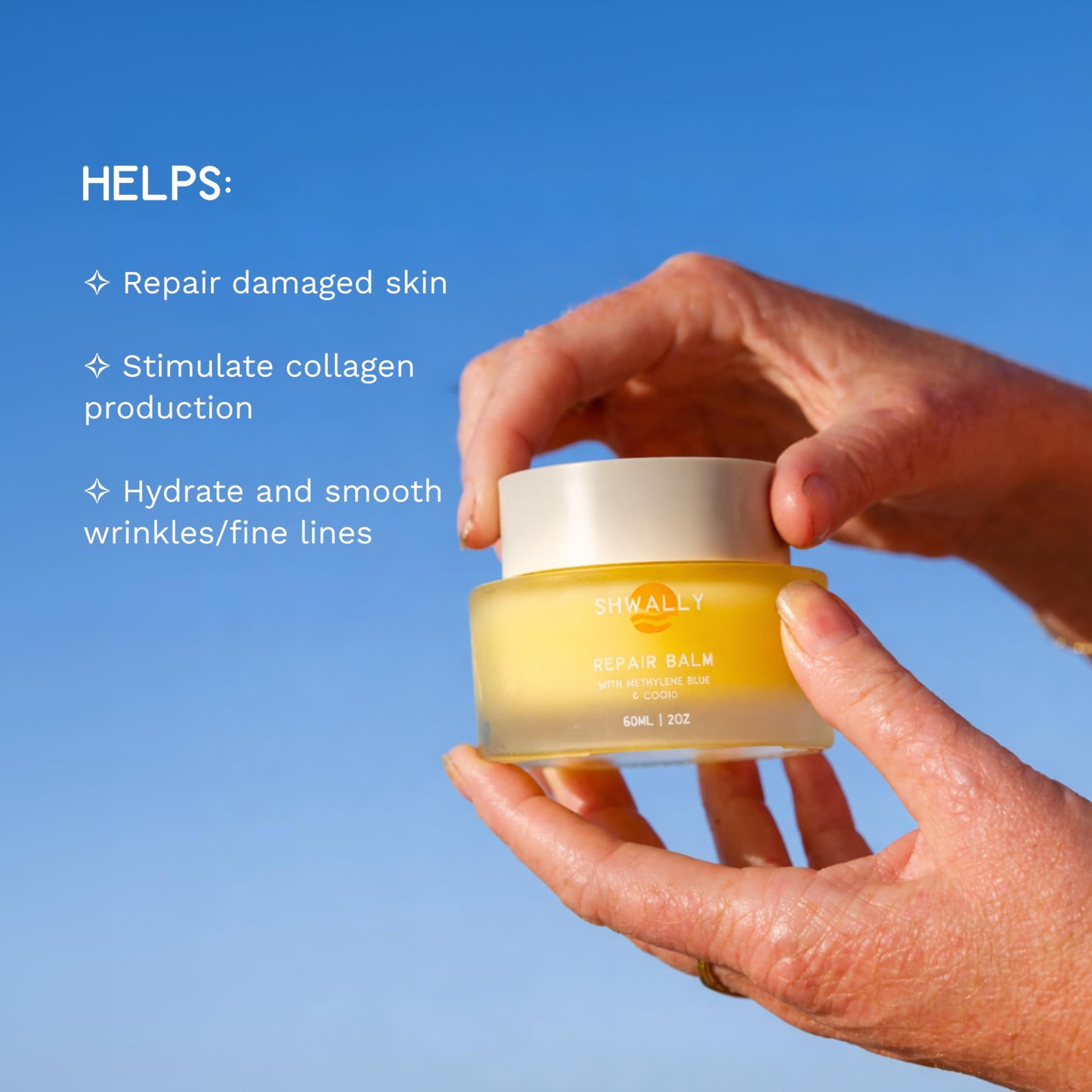 Shwally Tallow & Methylene Blue Anti-Aging Moisturizer – With Vitamin C, CoQ10 & Squalane – Minimizes wrinkles & Improves Collagen (Day & Night, 2 Oz, Not Scented)