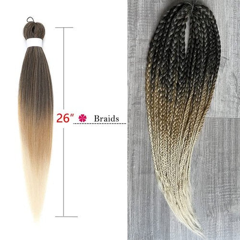 Newluyang Ombre Braiding Hair Pre Stretched,Top Silky Color Blend Synthetic Fiber Easy Braid Hair Extensions,26inch 6packs three Color Yaki Texture Crochet Hair Braids（Black-Brown-Blonde/1B-27-613)