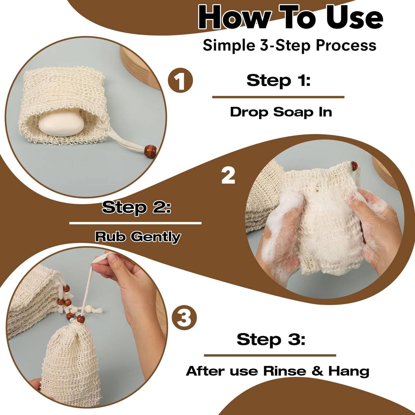 12 PCS Soap Saver Bag, Exfoliating Soap Saver Pouch, Natural Cotton Linen Mesh Soap Bag with Drawstring for Smooth Skin, for Bathing & Facial Cleansing