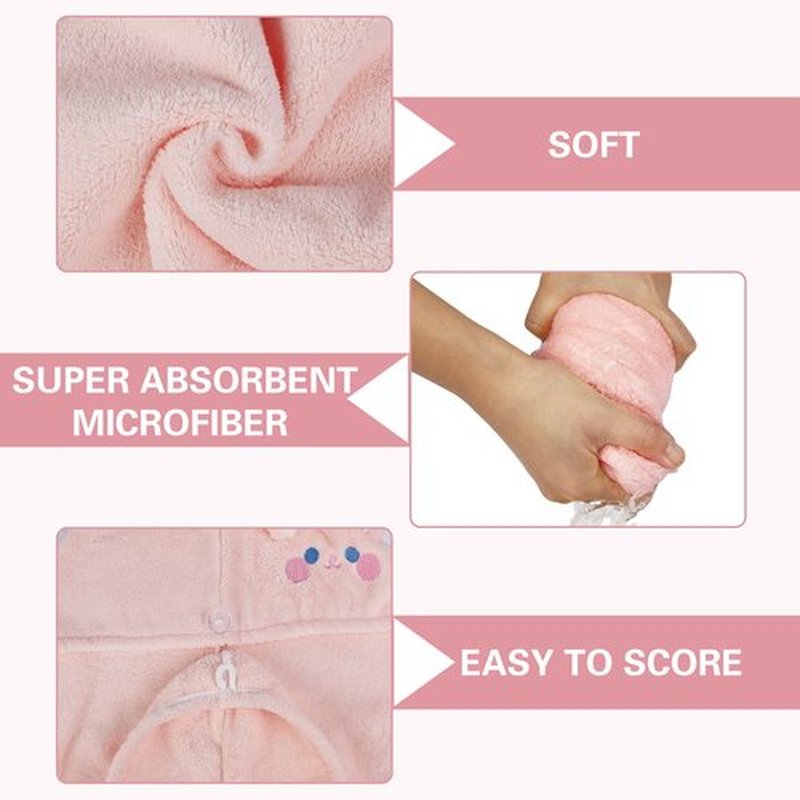 WSLFOKIDA Hair Towel, 2 Packs for Wet Hair, Hair Drying Towels, Ultra Absorbent Twist Hair, for Drying Long & Thick Hair (Pink)