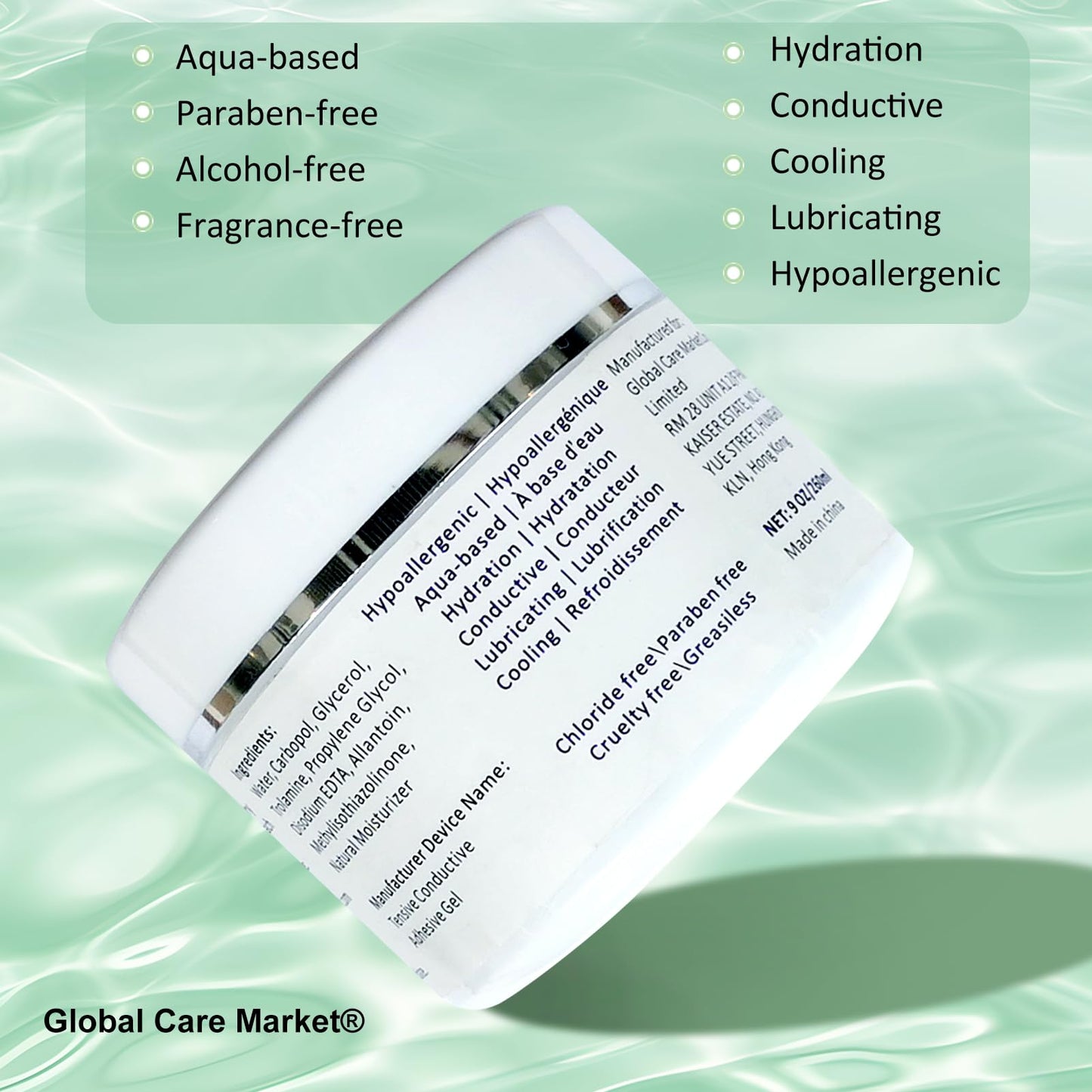 RF Conductive Gel with Hyaluronic Acid for Microcurrent Face Device, Radio Frequency Gel for Body Skin Tightening Machine, Hydrating Skin Cooling Cream for IPL Hair Removal, 260ml Jar