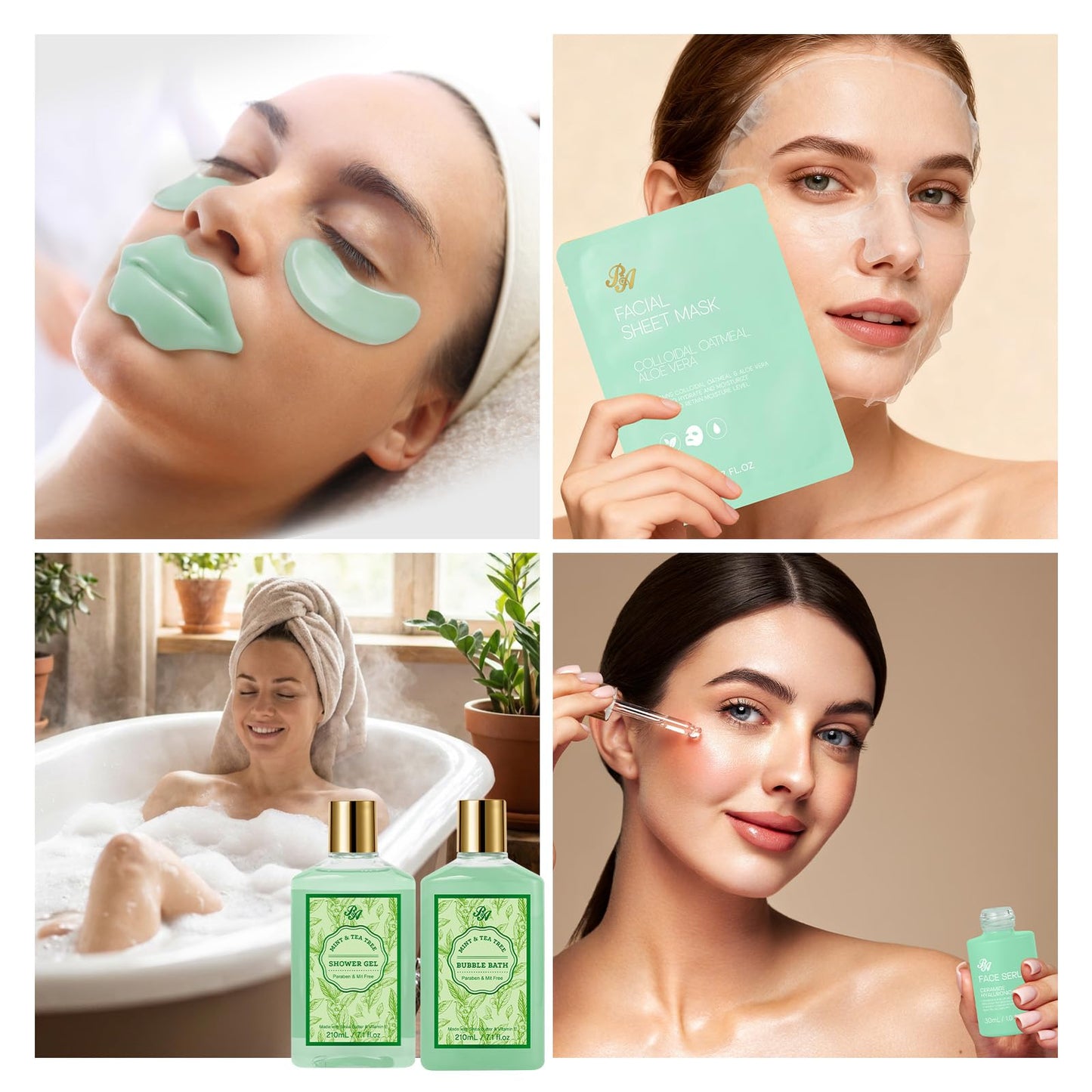 Mother's Day Gift, 25 Pcs Bath & Body Gift Basket Set for Women, Tea Tree Skin Care Set, Home Spa Gift Basket, Cosmetic Bag, Necklace, Christmas, Birthday, Anniversary, Wife, Mom