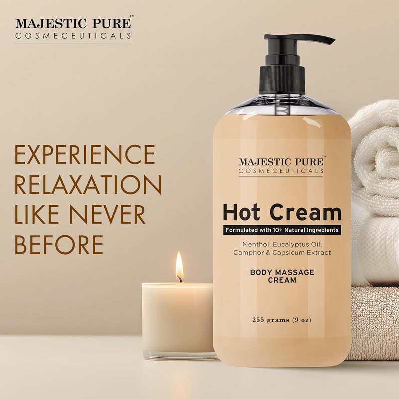 Majestic Pure Hot Cream - Anti-Cellulite Body Cream for Thighs & Butt | Moisturizing Sweat Cream | 9 Oz