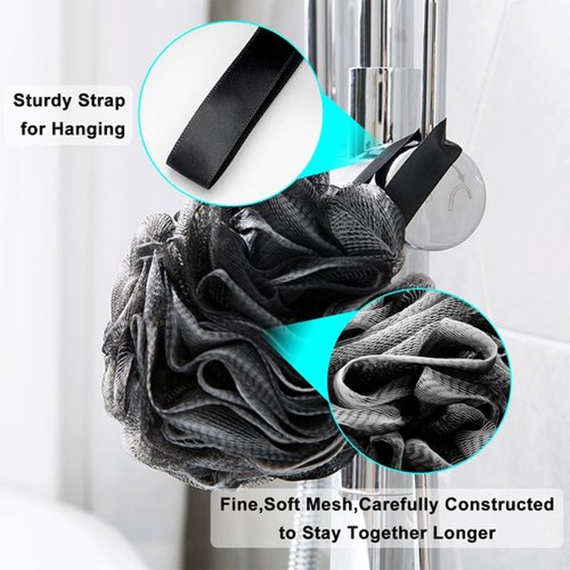 Loofah Bath Shower Sponge Body Scrubber,75g XL Exfoliate Mesh Pouf Shower Bouquet,3 Pack Body Wash for Women and Men