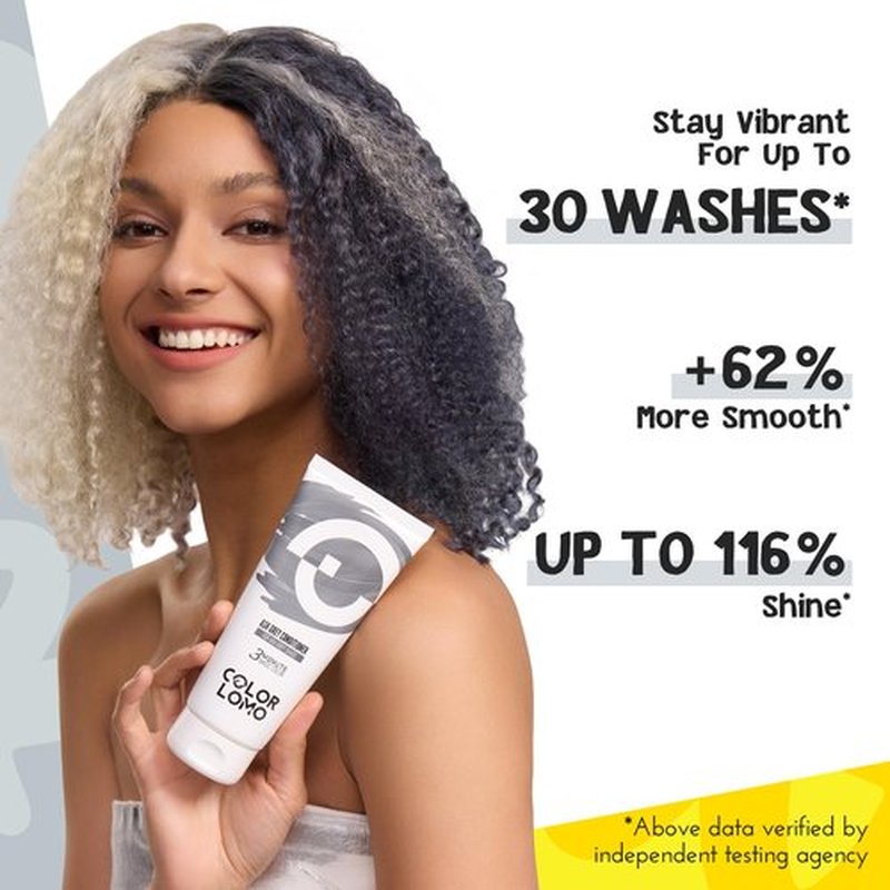 COLORLOMO Color Depositing Conditioner - 6 oz Semi Permanent Hair Color with Shea Butter & Almond Oil- Color Conditioner Depositing Hair Mask - Vegan, Paraben, Ammonia & Sulfate Free - Ash Grey