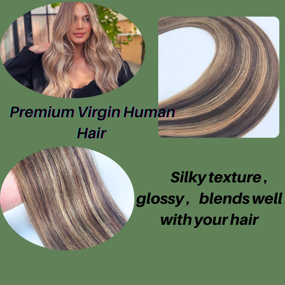 Brown Blonde Tape In Hair Extensions Human Hair Seamless Hair Extensions Tape In Real Human Hair