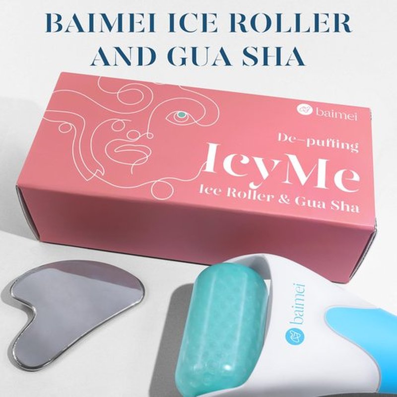 BAIMEI Cryotherapy Ice Roller and Gua Sha Facial Tools Reduces Puffiness Migraine Pain Relief, Skin Care Tools for Face Massager Self Care Gift for Men Women - Dark Blue