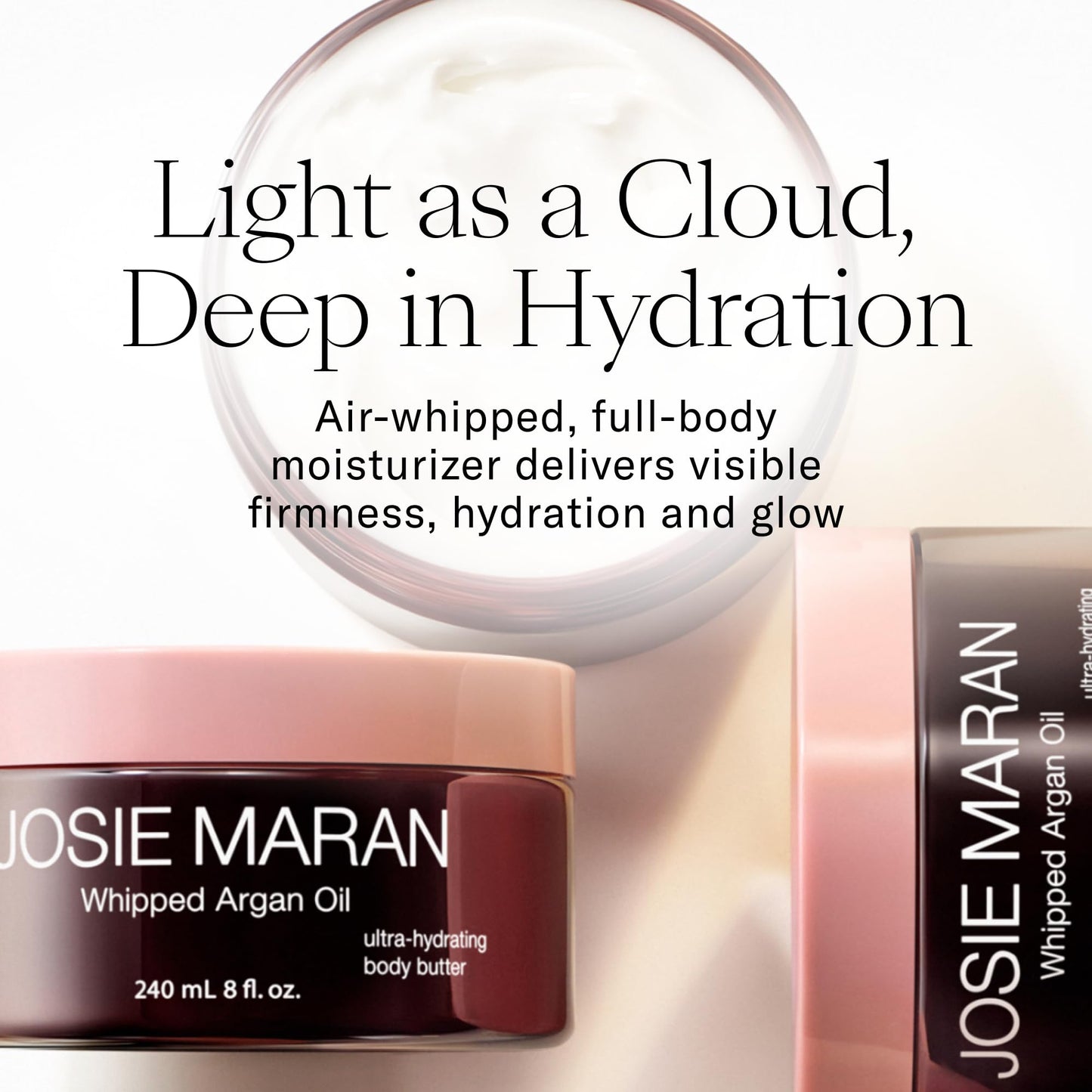 Josie Maran Whipped Body Butter - Skin Firming Body Cream with Argan Oil, Whipped Shea Butter, Avocado Oil & Essential Fatty Acids - Radiance-Boosting Skincare - Blissful Beach (8 Fl Oz)