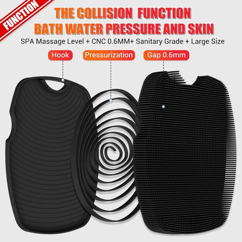 Silicone Body Scrubber - Zinc Infused Exfoliating Shower Brush for Cellulite Reduction | Black