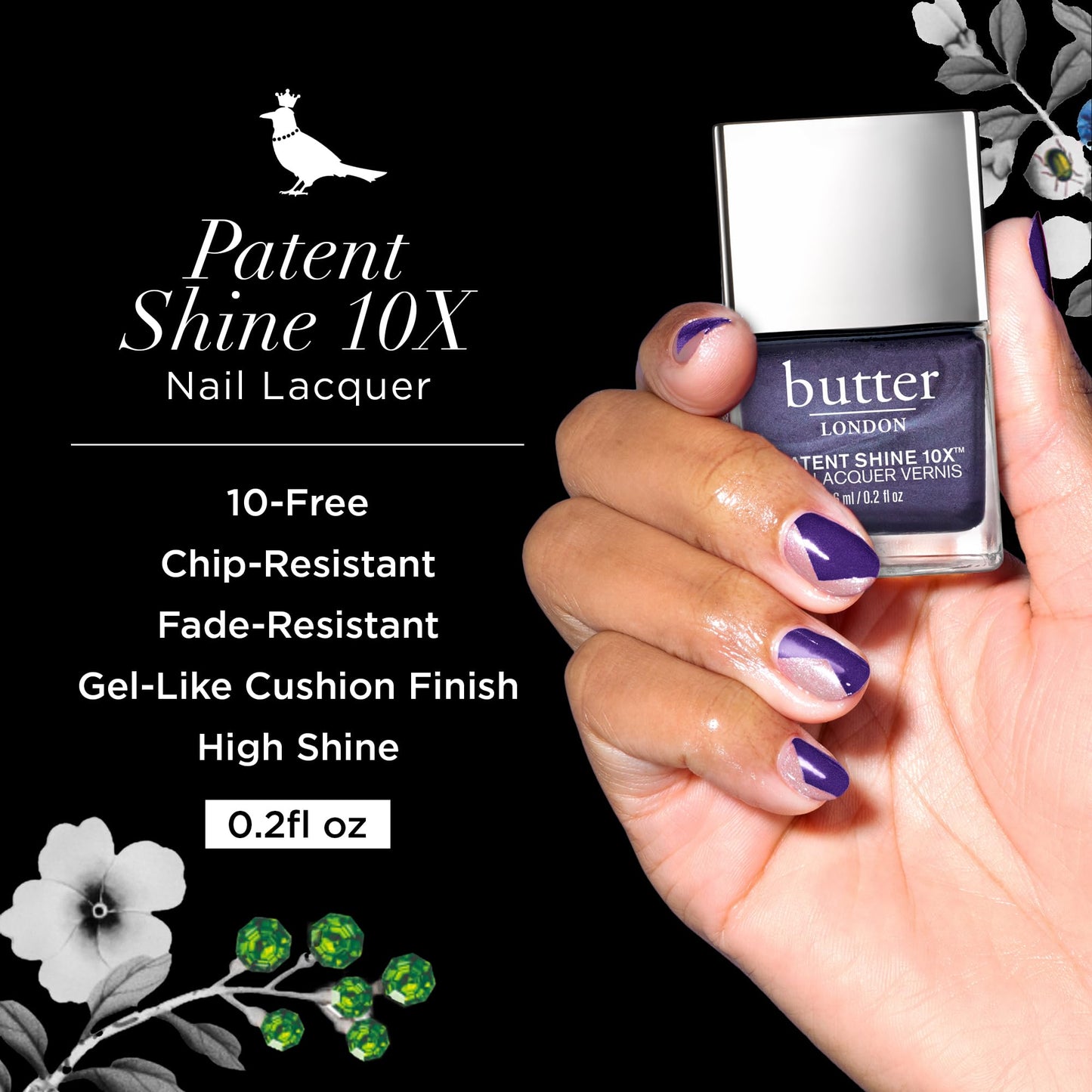 butter LONDON Patent Shine 10X Nail Lacquer Polish, House of Amethyst - Gel-Like Finish & Chip-Resistant Nail Lacquer Helps Protects & Strengthens Nails - Vegan & Cruelty-Free