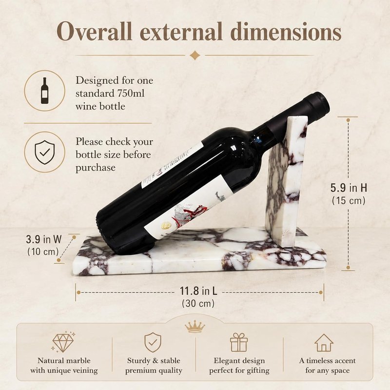 Modern Marble Wine Holder Stand - Elegant Single Bottle Wine Rack for Stylish Home Decor | Perfect Gift for Wine Enthusiasts