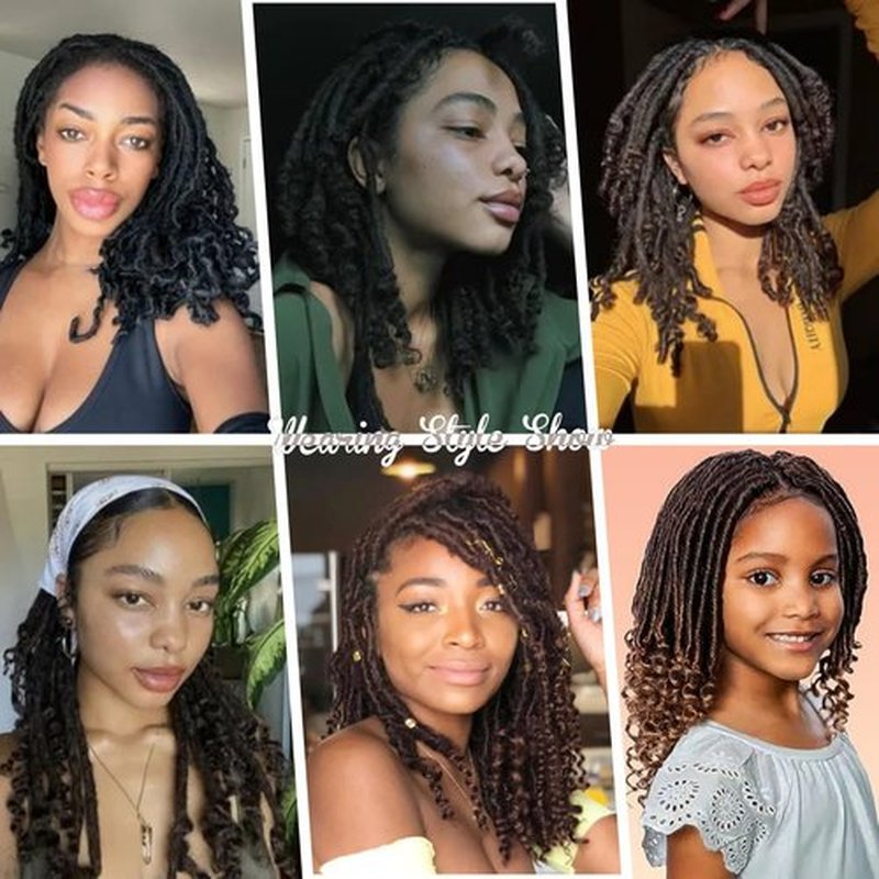 Faux Locs Crochet Hair 6 Packs 10 Inches Soft Straight Goddess Locs Crochet Hair for Women Pre Looped Crochet Braids with Curly Hair Locs Synthetic Hair Extensions(Grey#)