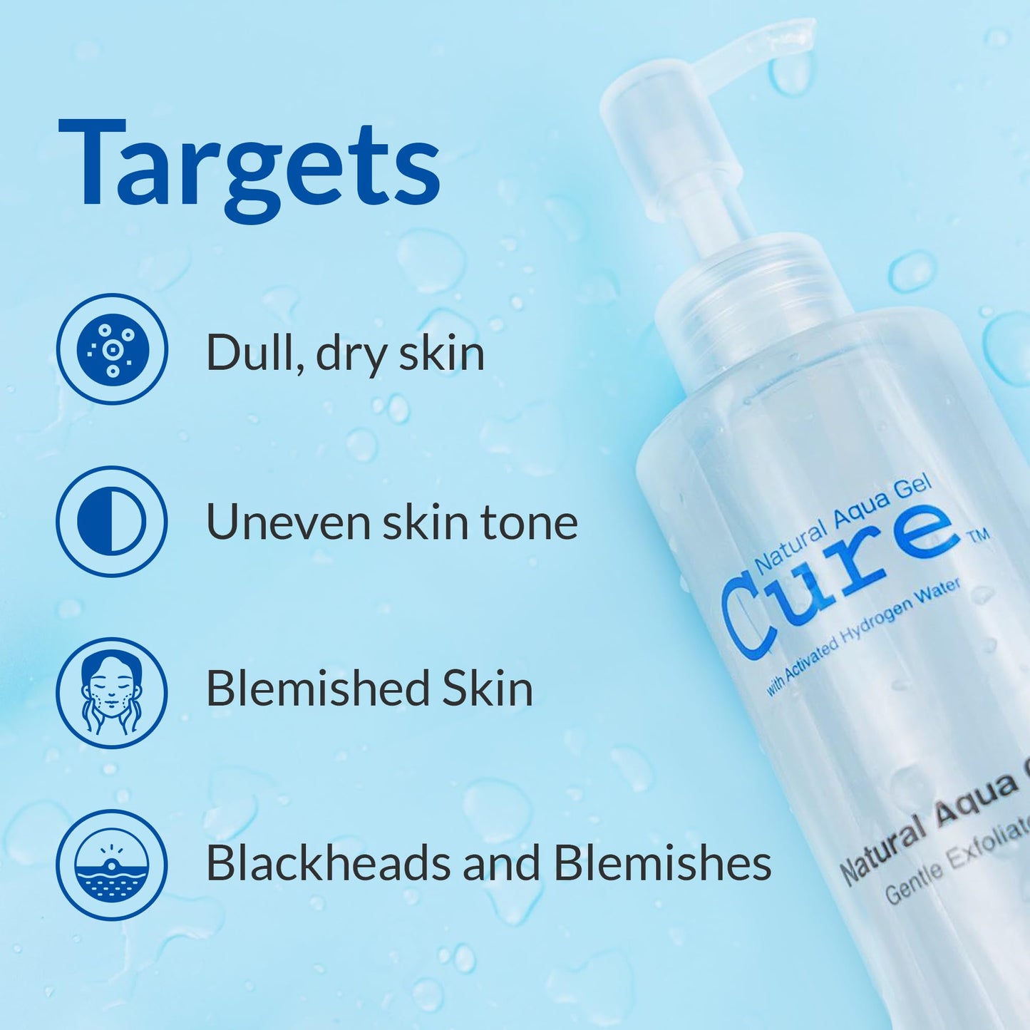 Cure by Toyo | Aqua Gel Gentle Exfoliator | Clear and Softer Skin | Non-Abrasive Face and Body Cleanser | Sensitive Skin | 3 Pack