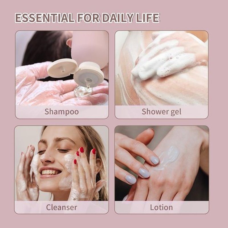 owlyee 6.7oz Travel Shampoo Bottle, Empty Plastic Squeeze Bottles with Flip Cap, 4PCS Lotion Container for Toiletries (200ml, Pink)