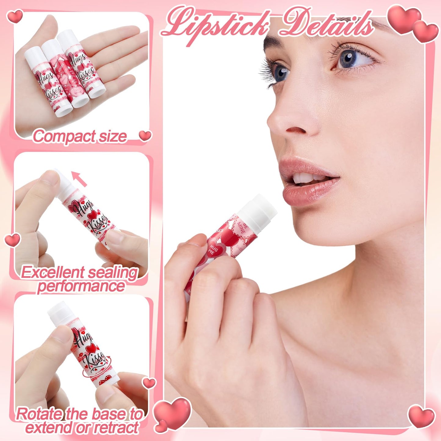 Demissle 6 Sets Bulk Hand Cream & Lip Balm Party Favors for Women – Red Heart Candy Moisturizing Hand Lotion Set, Mother's Day Basket Stuffers Gifts, Teacher & Coworker Appreciation Goodie Bags