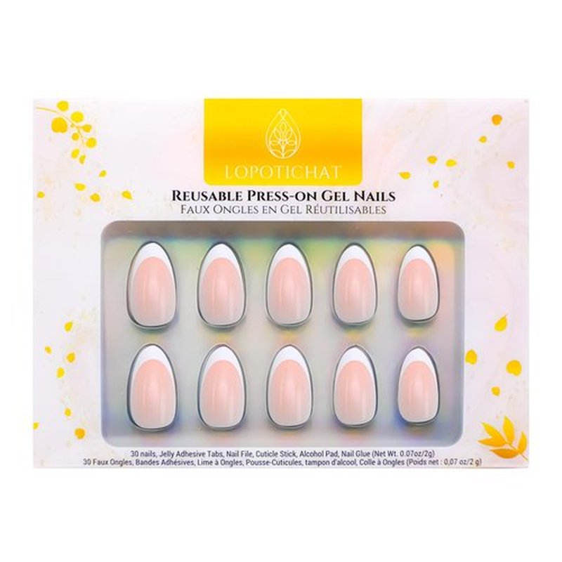 Lopotichat Ultra-Resistant Gel Press-On Nails Set - 30 Nails in 15 Sizes for Perfect & Natural Fit - Reusable Manicure for DIY Salon-Quality Nails at Home (Elegance Divine)