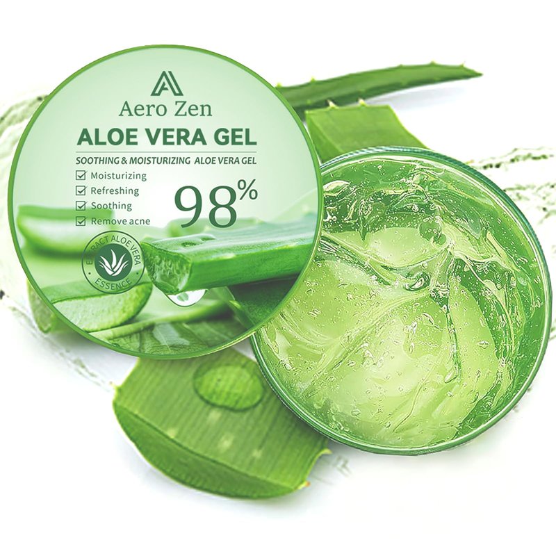 Aero Zen Organic Aloe Vera Gel for Face Made within 12 Hours of Harvest, 98% Pure Aloe Vera Gel for Skin, Scalp, & Hair, Soothing Aloe Face Moisturizer, Multipurpose Skin Care（20oz）
