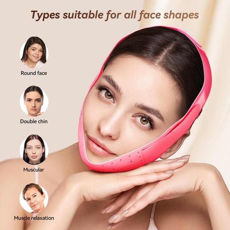 JUSMORE Reusable V Line Face Strap, Soft Silicone Chin Strap for Women 23-27 Inches (powdered)