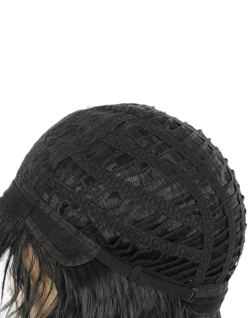 VGbeaty 70s 80s Punk Rocker Party California Wig Men Women Long Wave Black Halloween Costume Cosplay Wig