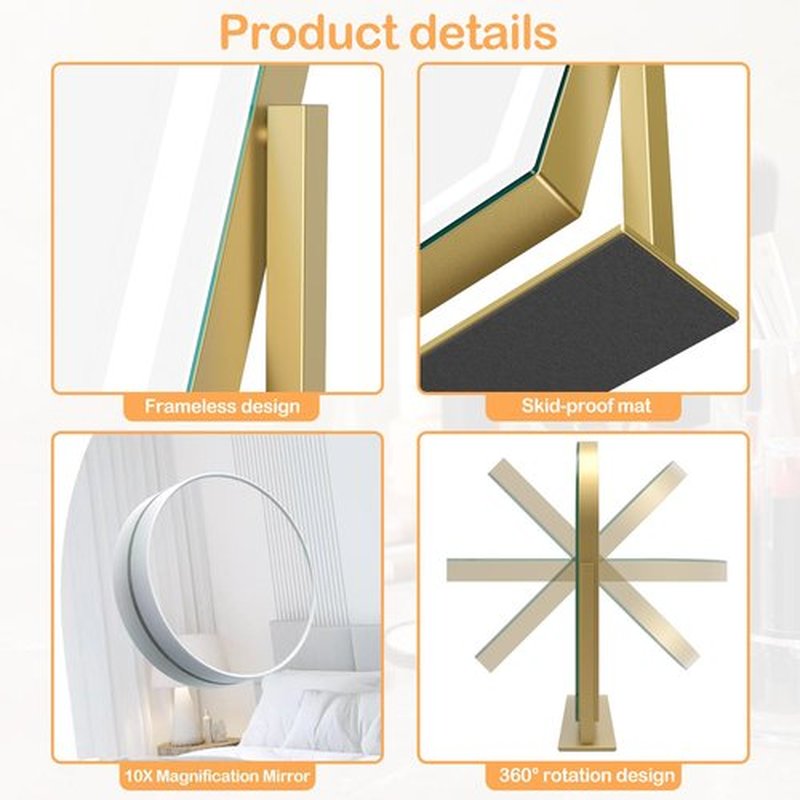 Gvnkvn Lighted Makeup Mirror, Hollywood Vanity Mirror with Lights, Three Color Lighting Modes, and 5X Magnification Mirror, Smart Touch Control, 360°Rotation (17.2in. White)
