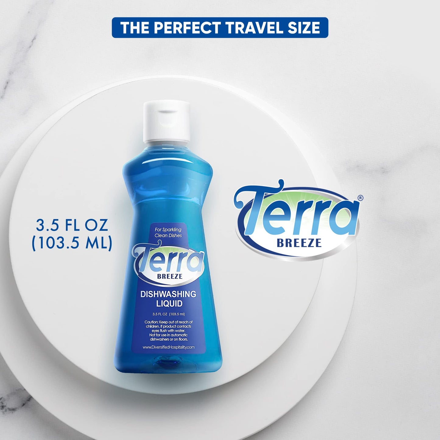 Terra Breeze Hotel Liquid Dish Soap | Dishwashing Liquid Detergent - Travel Essentials for Hospitality & Vacation Rentals | 3.5 oz Travel Size Dish Detergent Kitchen Soap (Case of 72)