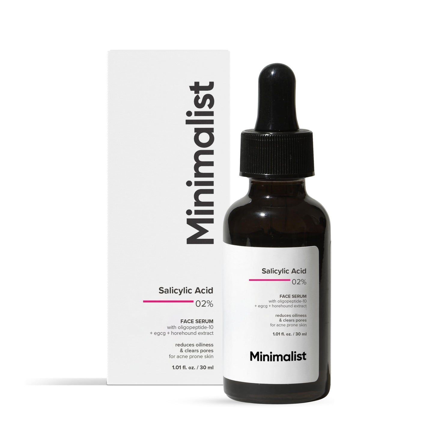 Minimalist Salicylic Acid 2% Serum For Acne, Blackhead & Open Pores | Reduces Excess Oil & Bumpy Texture | BHA Liquid Exfoliant for Acne Prone & Oily Skin | For Women & Men | 1 Fl Oz/30ml