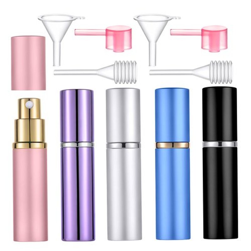 Yikimyfo 5 Pcs Travel Size Perfume Atomizer, 10ml/0.34oz Perfume Refill Bottle Mini Cologne Spray Bottle Refillable Perfume Travel Bottle for Travel Party Must with Tool