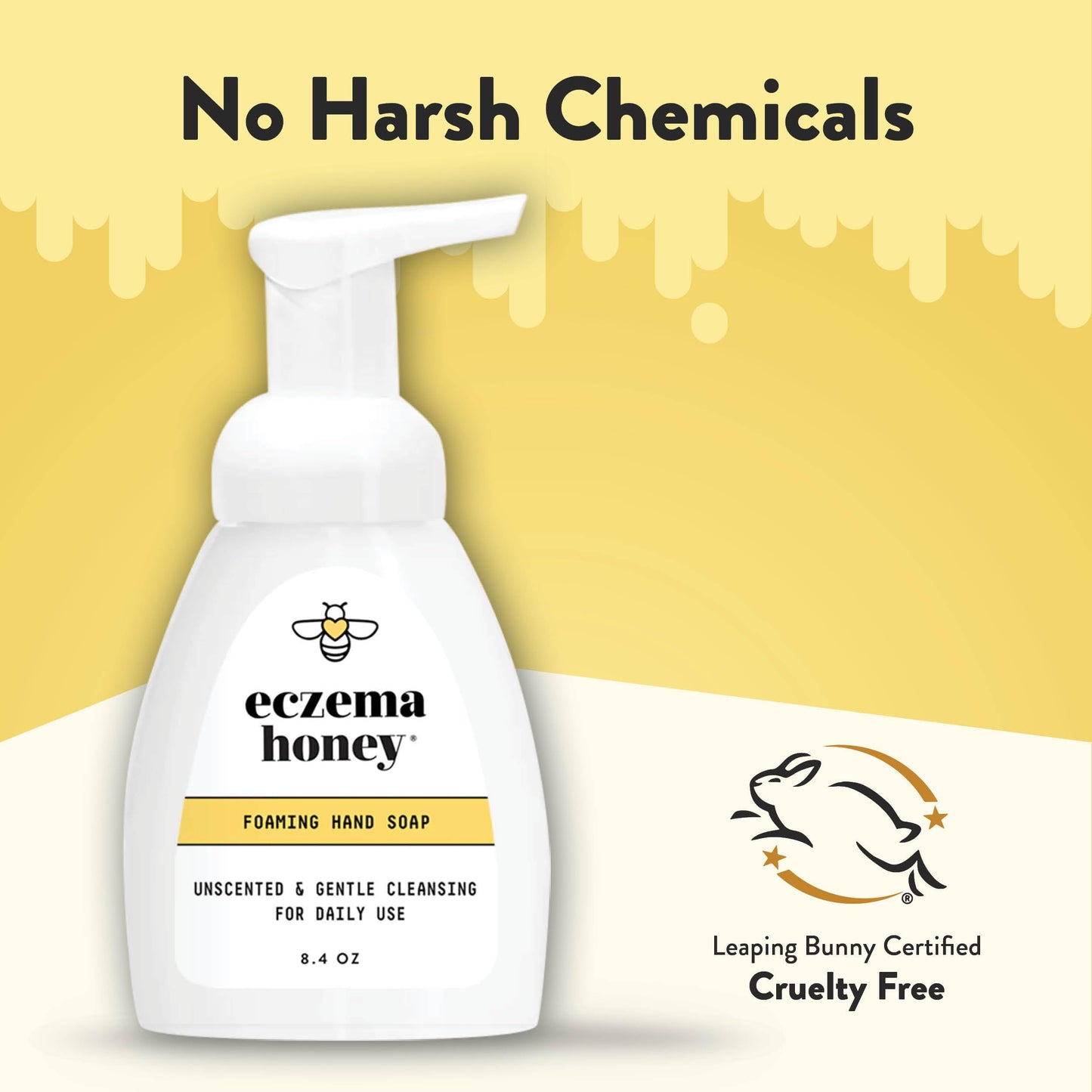 ECZEMA HONEY Gentle Foaming Hand Soap - Gentle Cleanser for Dry Hands - Non-Toxic Unscented Hand Soap - Natural Hand Cleaner for Bathroom & Kitchen - Organic Honey Handwash (16 Oz)